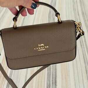 NWT Coach Mini Josie Top Handle Crossbody Bag In Dark Stone $298